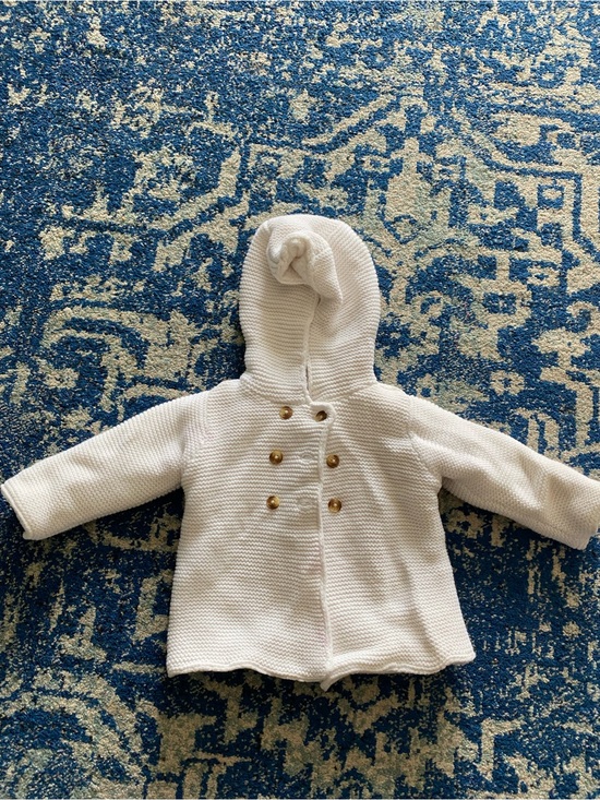 Carter's Other - Carter's White Hooded Pea Coat with Gold Buttons